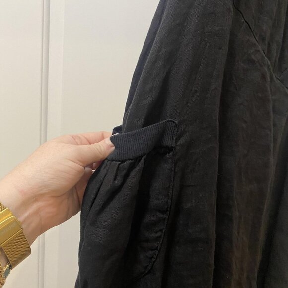 Inzio Dress Womens Small Black Asymmetrical Hem Pocket Lagenlook Boho - Picture 3 of 4